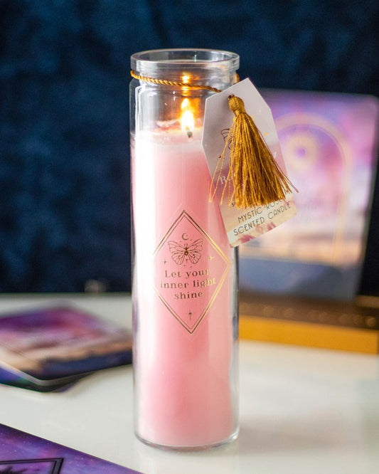 Mystic Rose Tube Candle with Rose Quartz Crystals NEW!