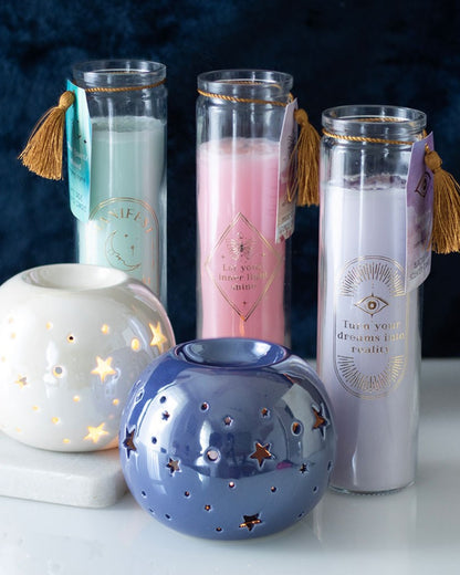 Mystic Rose Tube Candle with Rose Quartz Crystals NEW!