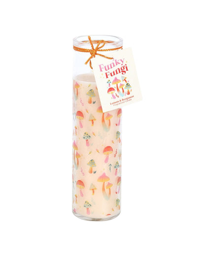 Funky Fungi Mushroom Print Tube Candle NEW!