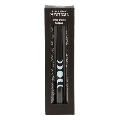 Set of 3 of Black Magic Taper Dinner Candles NEW!