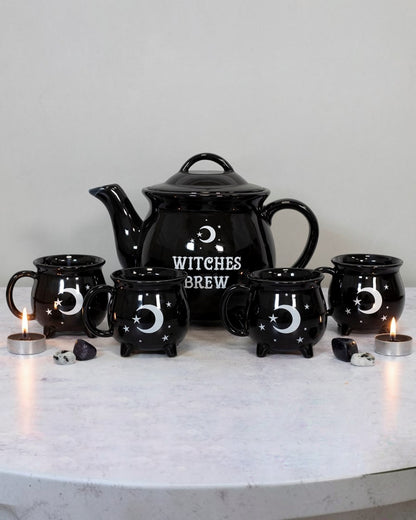 Witches Brew Ceramic Cauldron Tea Set