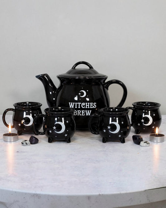 Witches Brew Ceramic Cauldron Tea Set