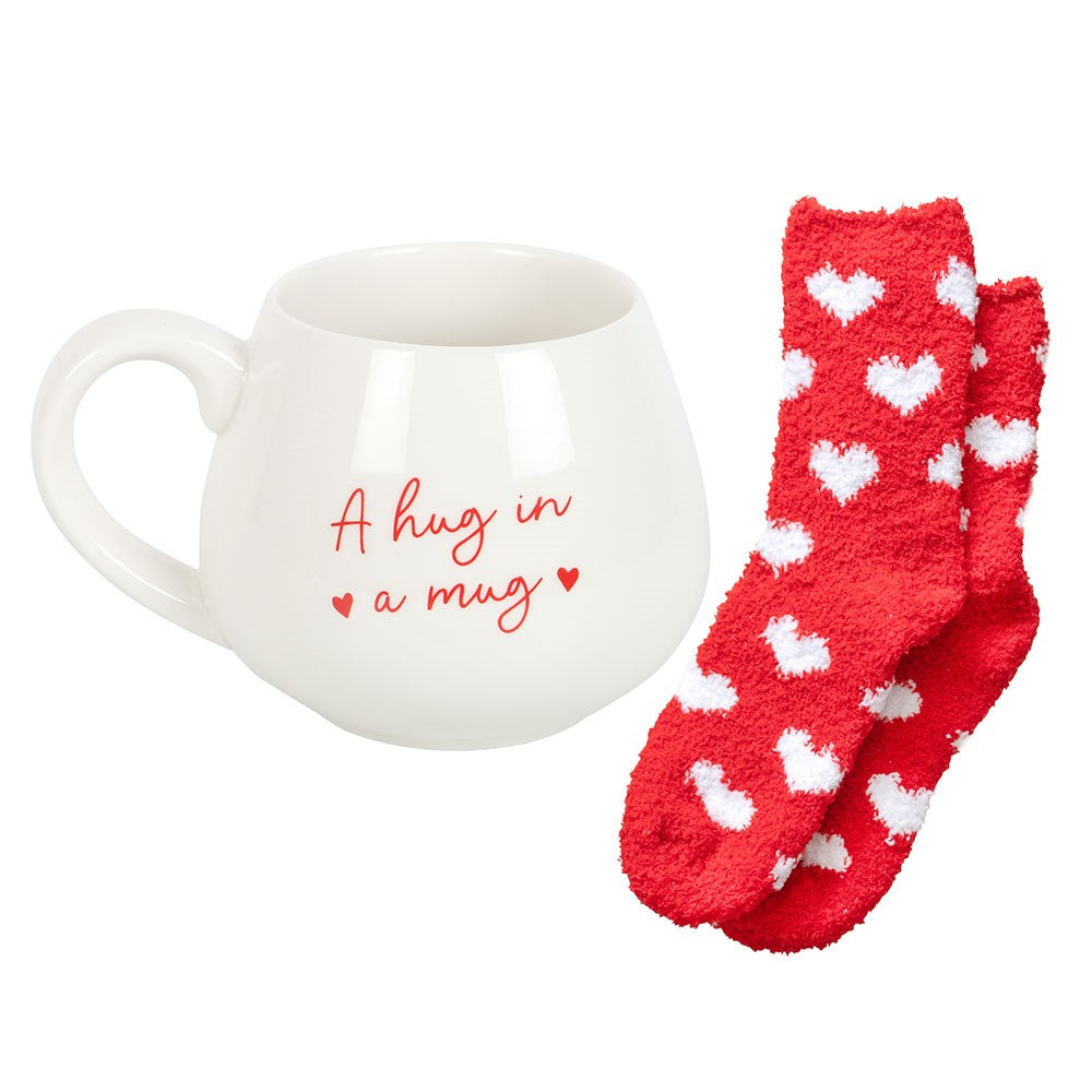 Hug in a Mug Heart Mug and Socks Set NEW!