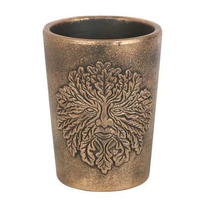 Green Man Bronze Terracotta Plant Pot by Lisa Parker NEW!