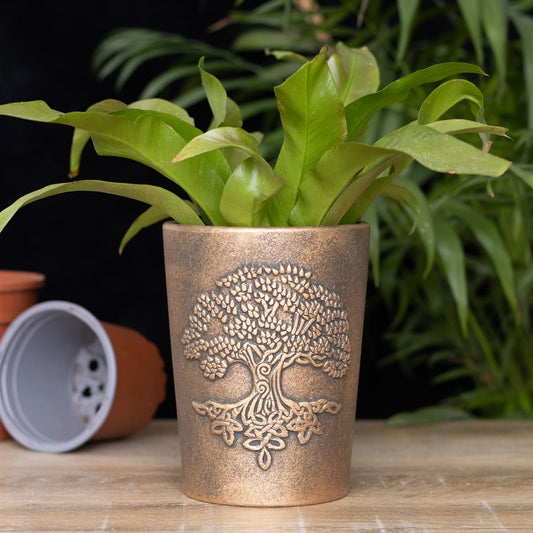 Tree of Life Bronze Terracotta Plant Pot by Lisa Parker NEW!