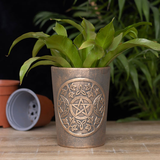 Triple Moon Bronze Terracotta Plant Pot by Lisa Parker NEW!