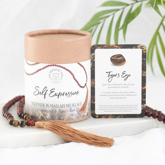 Self Expression Rosewood & Tiger's Eye Mala Necklace NEW!