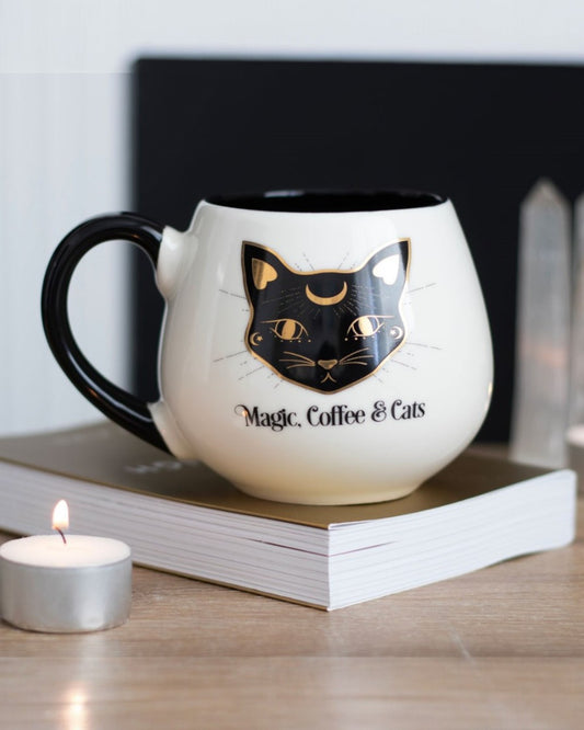 Magic, Coffee & Cats Ceramic Rounded Mug