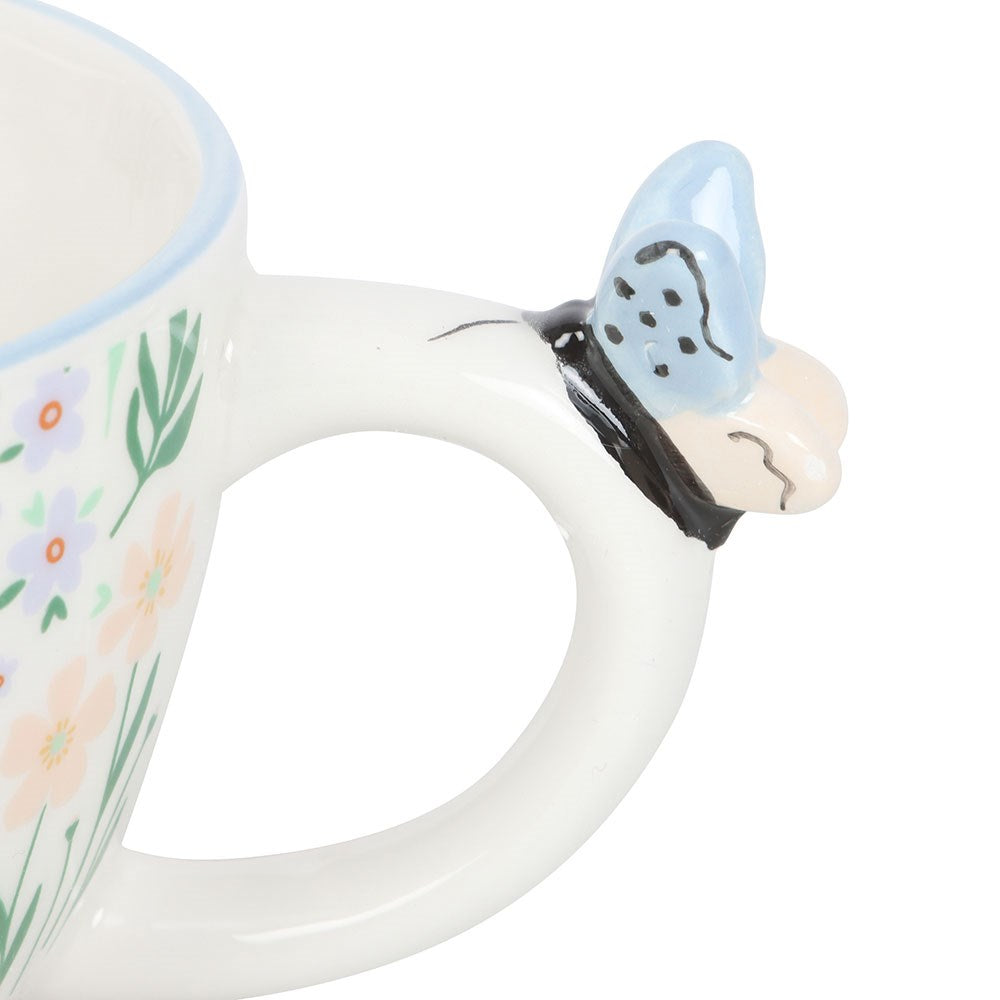 Hello Beautiful Daisy Floral Print Mug with Butterfly NEW!