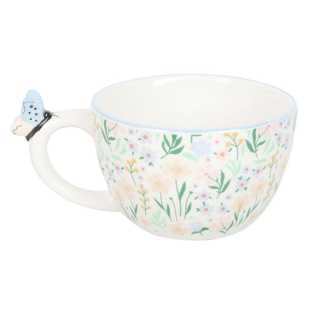 Hello Beautiful Daisy Floral Print Mug with Butterfly NEW!