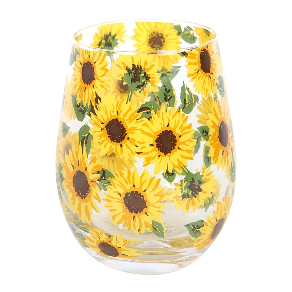 Sunflower Print Stemless Glass NEW!