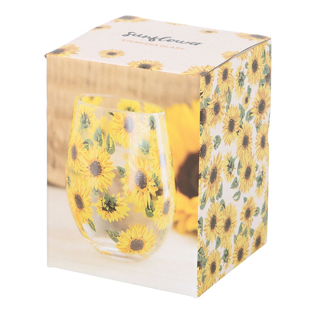 Sunflower Print Stemless Glass NEW!