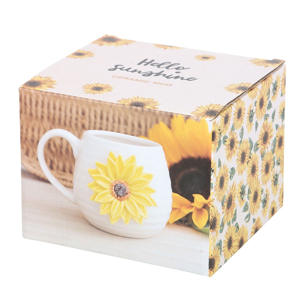 Hello Sunshine Rounded Mug with 3D Sunflower NEW!