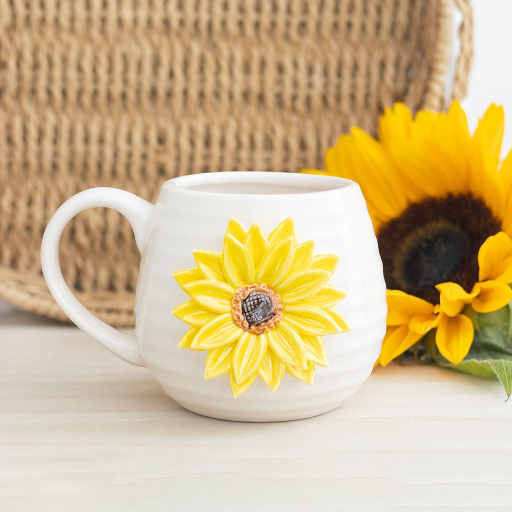 Hello Sunshine Rounded Mug with 3D Sunflower NEW!