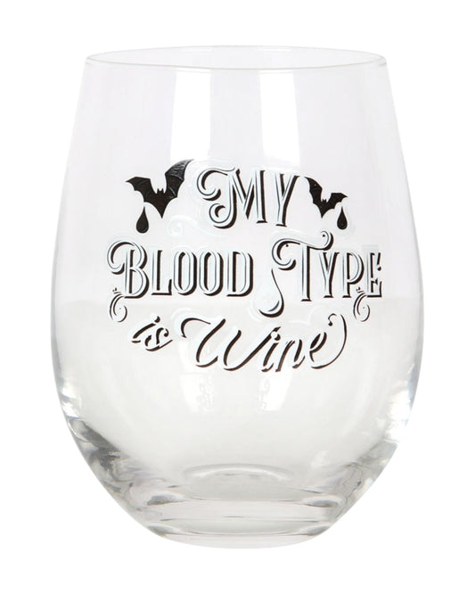 Blood Type Stemless Wine Glass