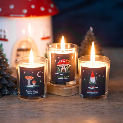 Gnome Sweet Gnome Trio Of Scented Glass Candles NEW!