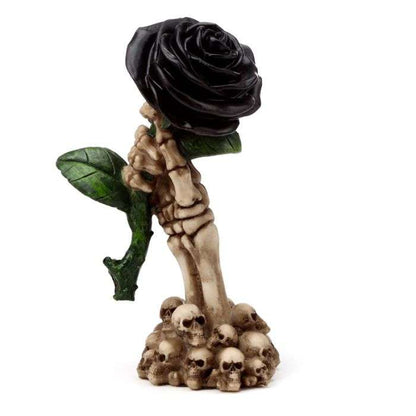 Skeleton Hand Holding Black Rose Decoration