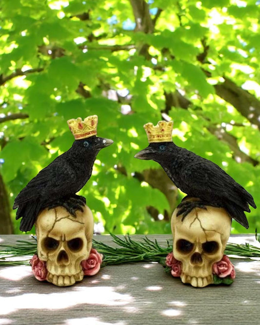 Crowned Crow on Skull & Roses