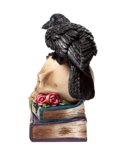 Crow Perched on LED Skull & Books