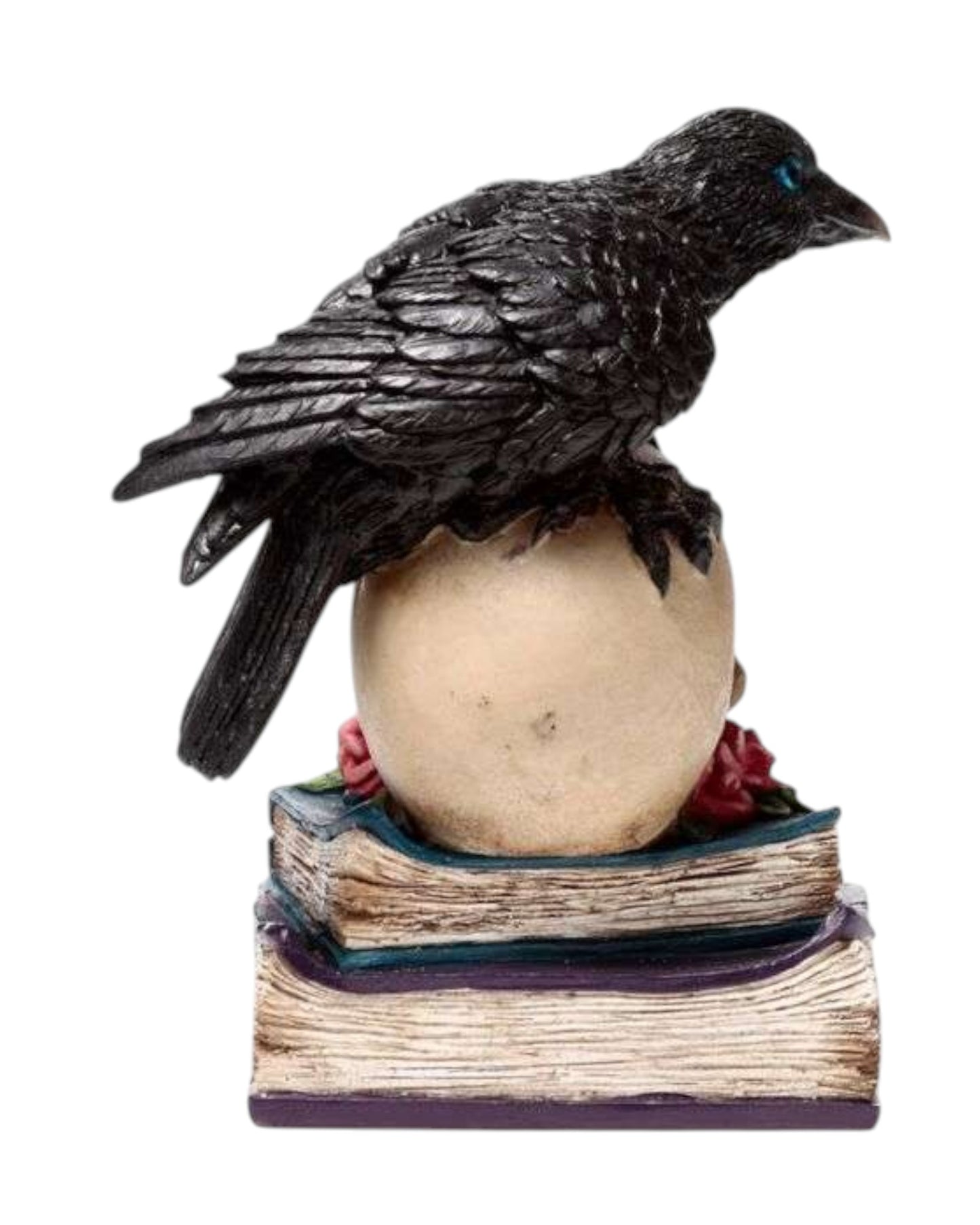 Crow Perched on LED Skull & Books
