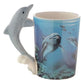 Dolphin Underwater Decal Ceramic Shaped Handle Mug