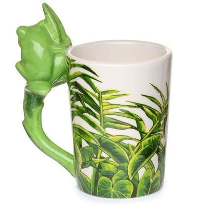 Tree Frog with Foliage Decal Ceramic Shaped Handle Mug