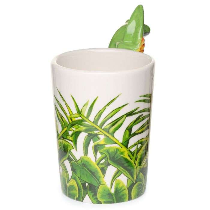 Tree Frog with Foliage Decal Ceramic Shaped Handle Mug