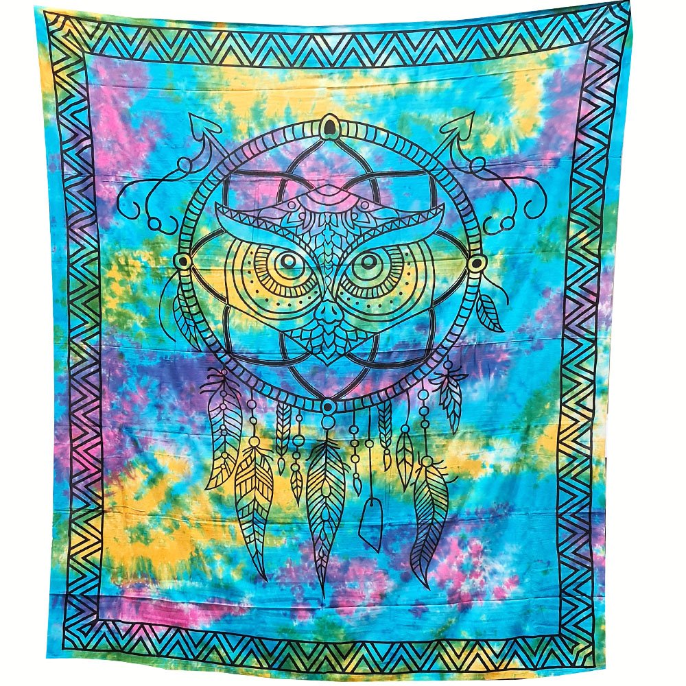 Owl Dream Catcher Cotton Tapestry