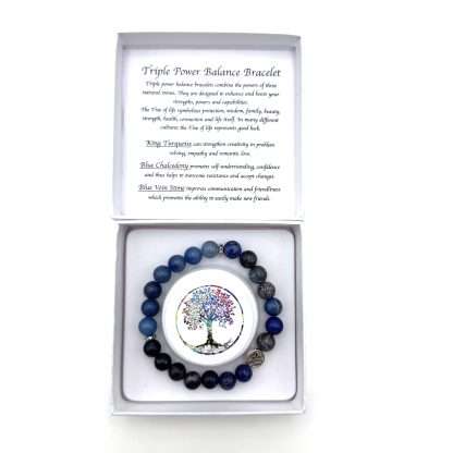 Balance Bracelet Tree of Life – Dark Blue King Turquoise-Dark Blue Vein Jasper-Blue Chalcedony