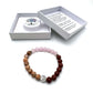 Balance Bracelet Tree of Life – Red Woodgrain Jasper-Red Veined White Onyx-Rose Quartz