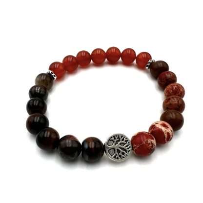 Balance Bracelet Tree of Life – Red King Turquoise-Red Carnelian- Red Tiger Eye