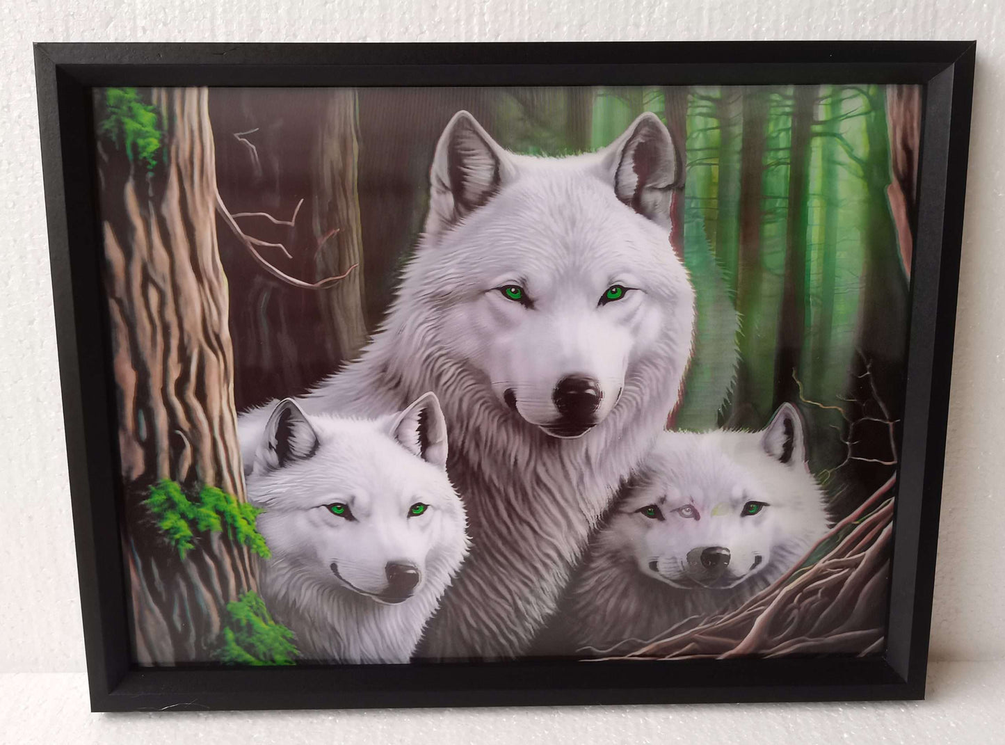 3D Picture White Wolves