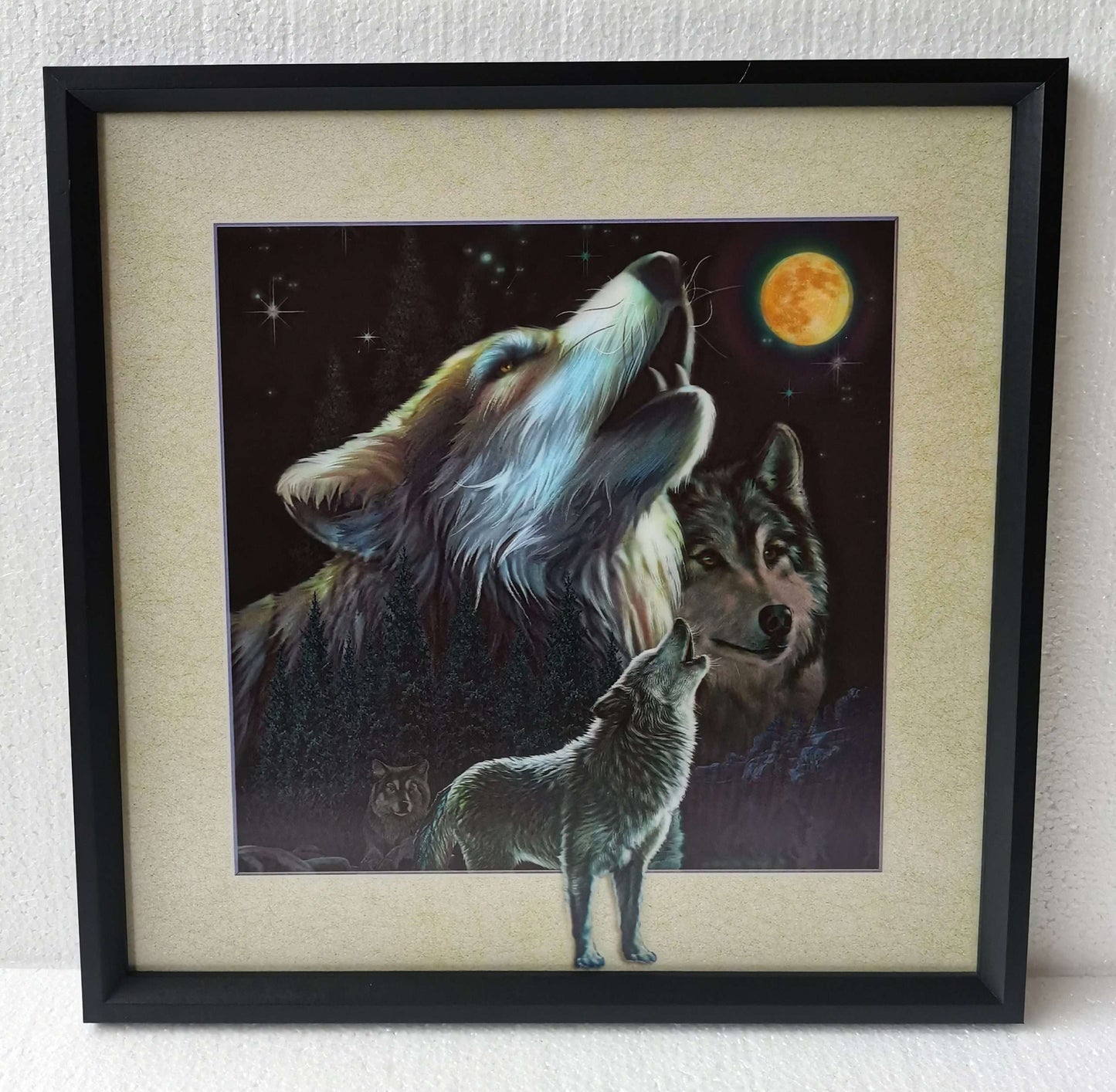 3D Picture howling Wolves