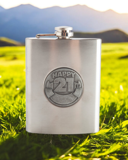 21st Engravable Metal Flask