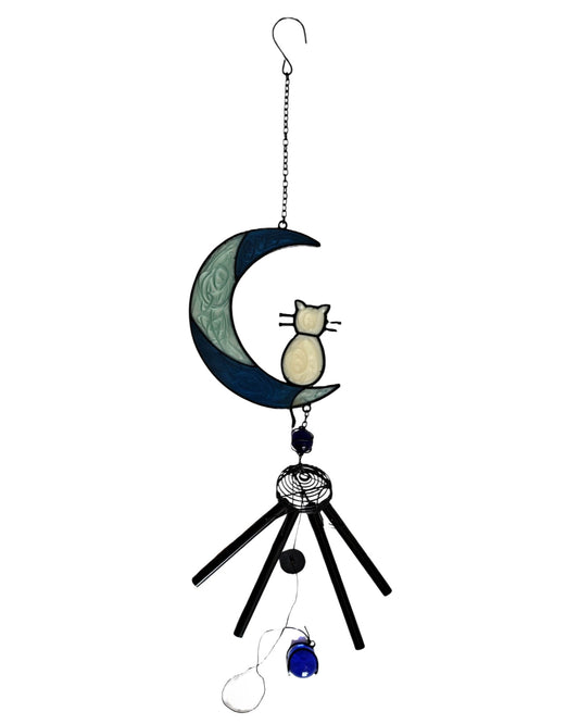 Windchime Suncatcher Cat on Moon