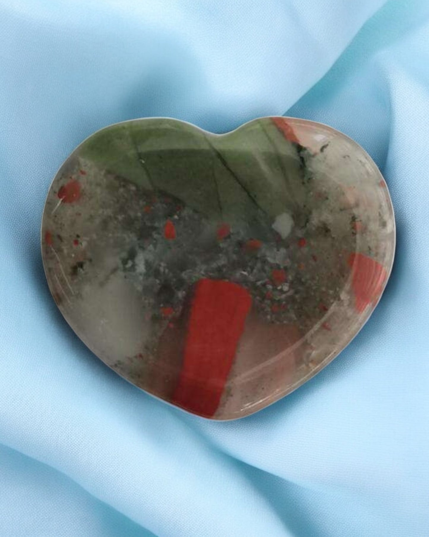 African Bloodstone Worry Stone Heart