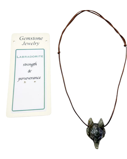 Wolf Head Pendant Labradorite
