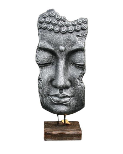 Buddha Face On Stand Black/Silver 70cm
