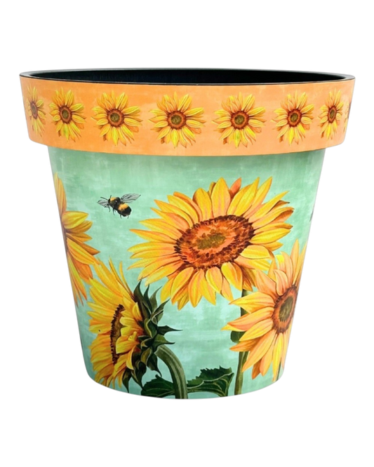 Plant Pot - Zest Watercolour Sunflower 22cm
