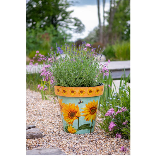 Plant Pot - Zest Watercolour Sunflower 22cm