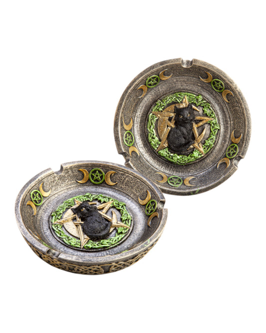 Black Cat Pentacle Moons Incense Burner