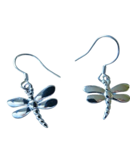Dragonfly Earrings solid sterling silver on sterling silver chain