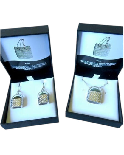 Sterling Silver Kete with NZ Greenstone Earrings