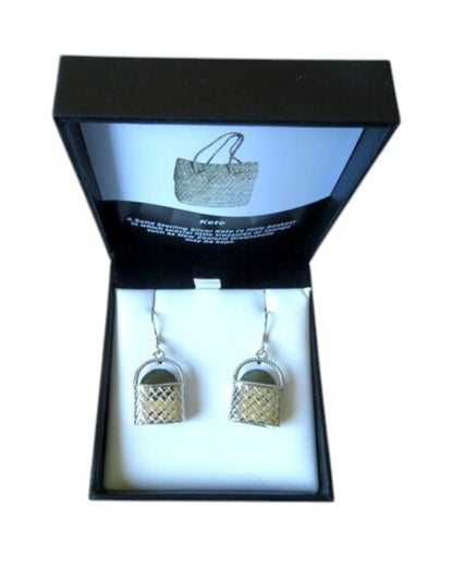 Sterling Silver Kete with NZ Greenstone Earrings