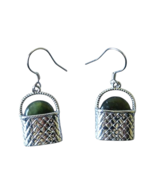 Sterling Silver Kete with NZ Greenstone Earrings