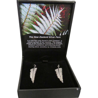 STERLING SILVER FERN DROP EARRINGS