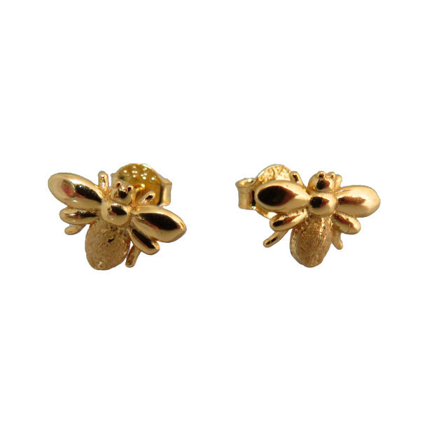 GOLD PLATED STERLING SILVER BEE STUD EARRINGS