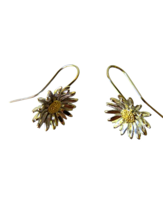 Mountain Daisy Solid Sterling Silver drop earrings
