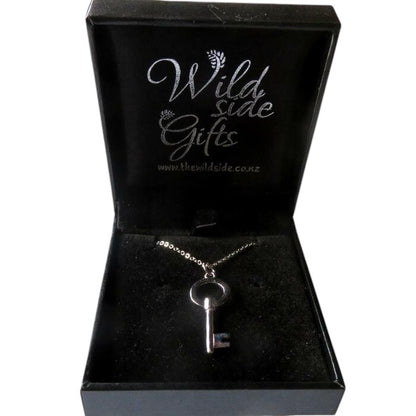 Sterling Silver Round Key Pendant on sterling silver chain.