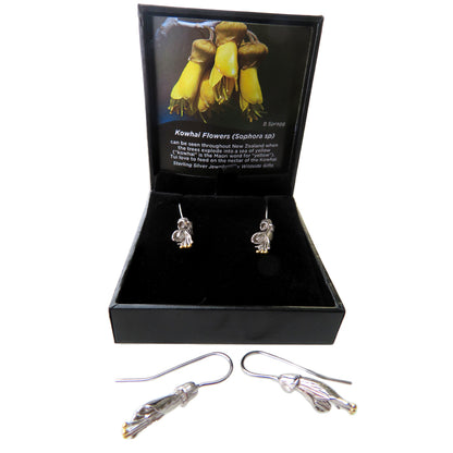 STERLING SILVER KOWHAI FLOWER DROP EARRINGS